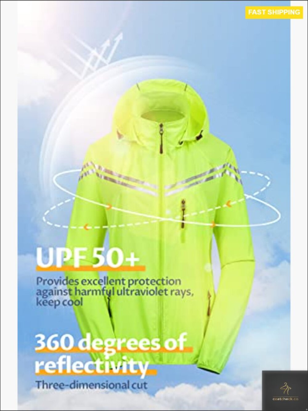 Lightweight Packable UPF 50+ Hoodie Cycling Jacket Detachable Hood Long Sleeve - Picture 5 of 7